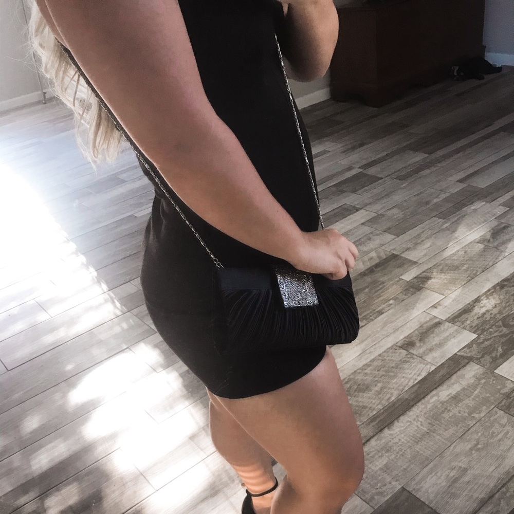 Black and Silver Formal Crossbody Clutch